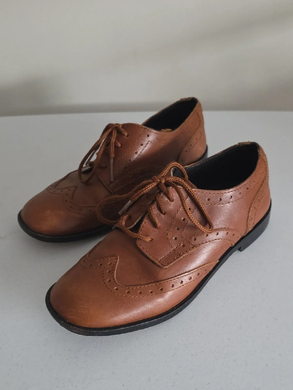 SERGIO CERRUTI | Leather Shoes Oxfords Cognac Brown Boys Sz 1